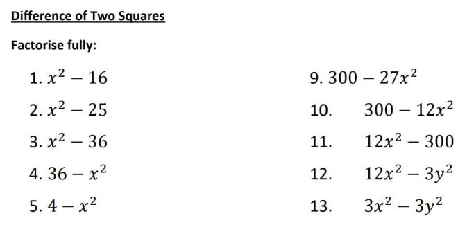 difference of two squares
