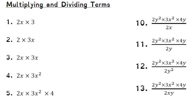 multiplying and dividing terms