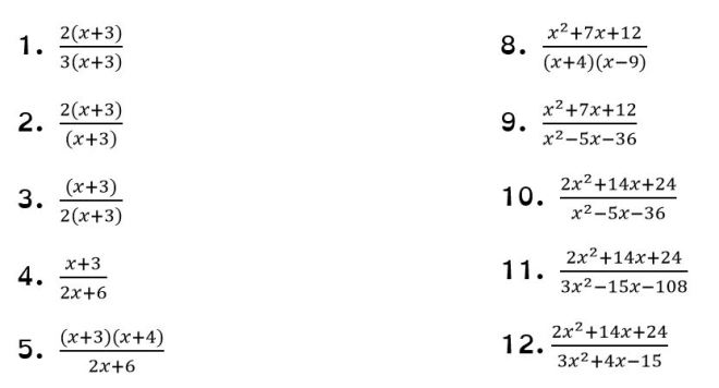 simplifying algebraic fractions