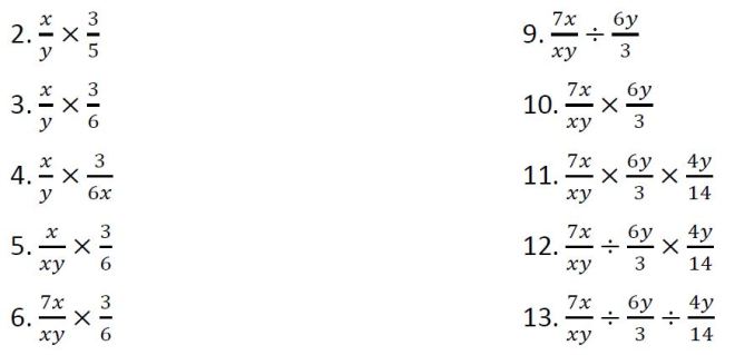 multiplying dividing algebraic fractions