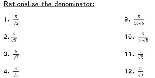 rationalise denominator