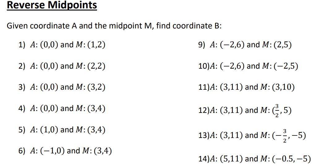 reverse midpoints